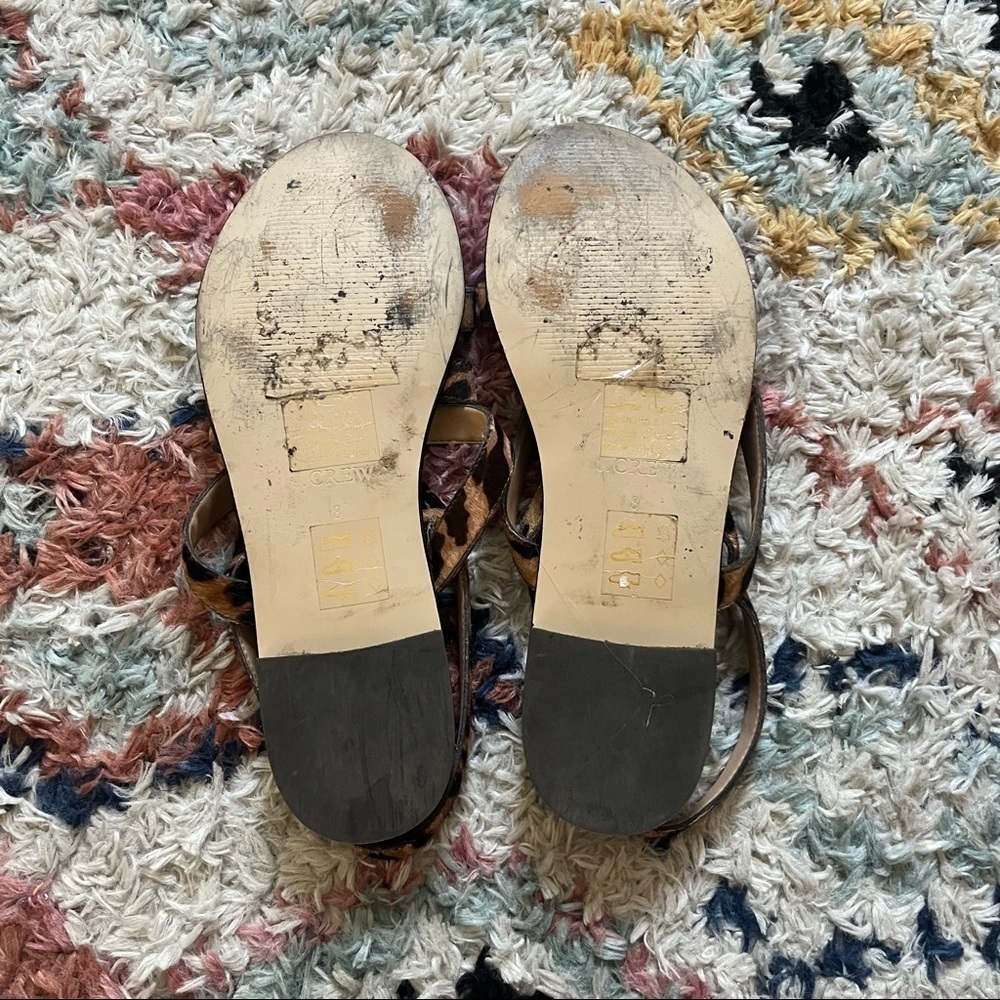 J. Crew Cross-strap Sandals in Leopard Calf Hair 8 - Picture 4 of 4